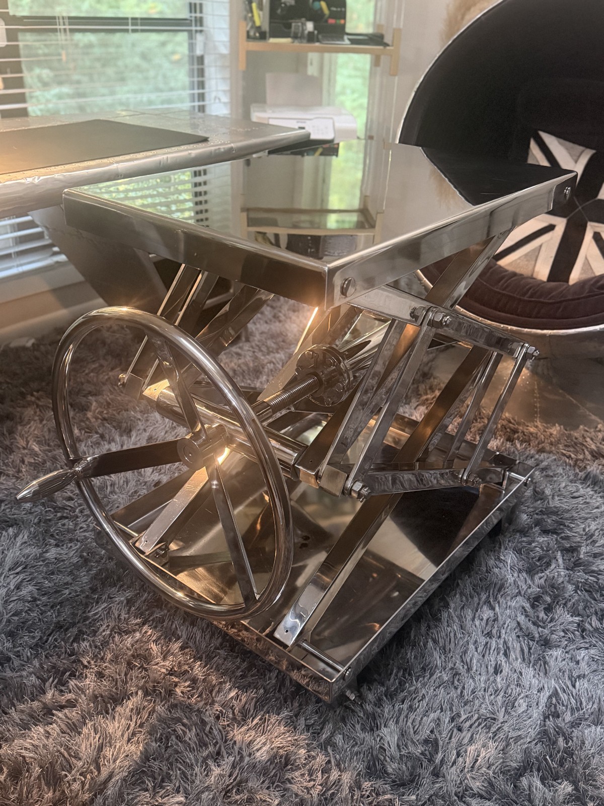 RH Restoration Hardware Early 31.5 Industrial Scissor Lift Table Stainless Steel