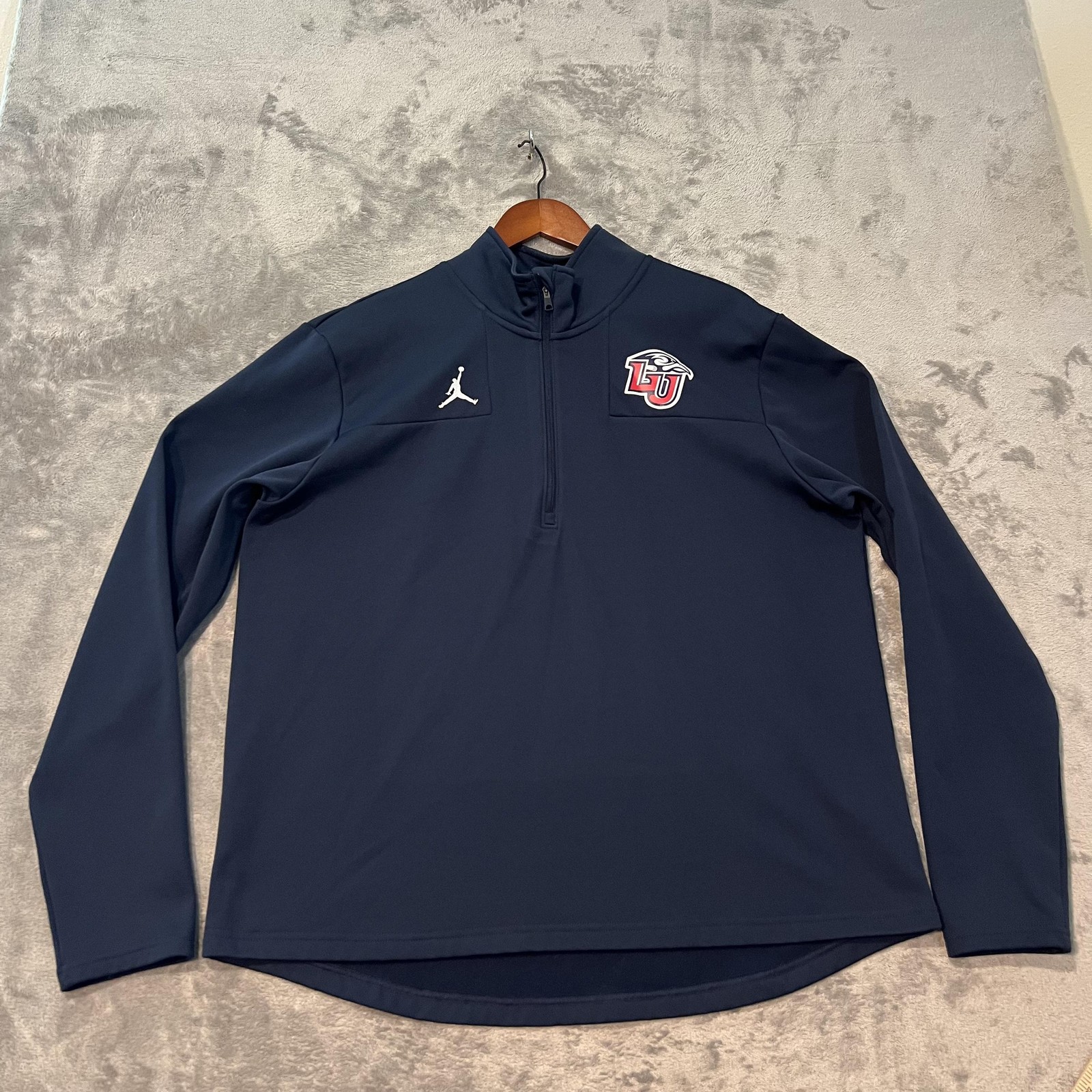 Liberty Flames Sweatshirt Mens XL Blue NCAA Basketball Jordan 1/4 Zip Pullover