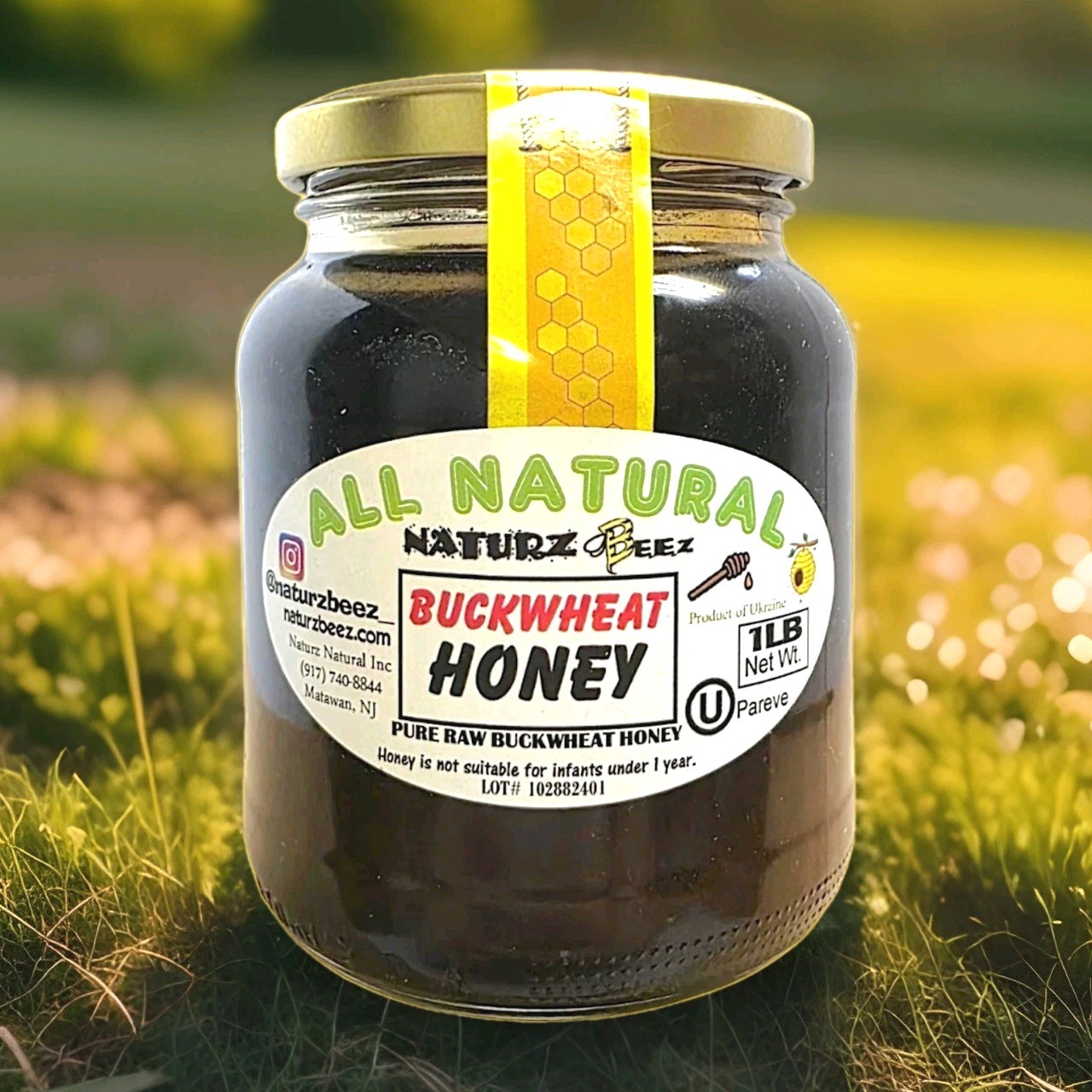 Naturz Beez All Natural Buckwheat Raw Honey From Ukraine Kosher 16oz 454g
