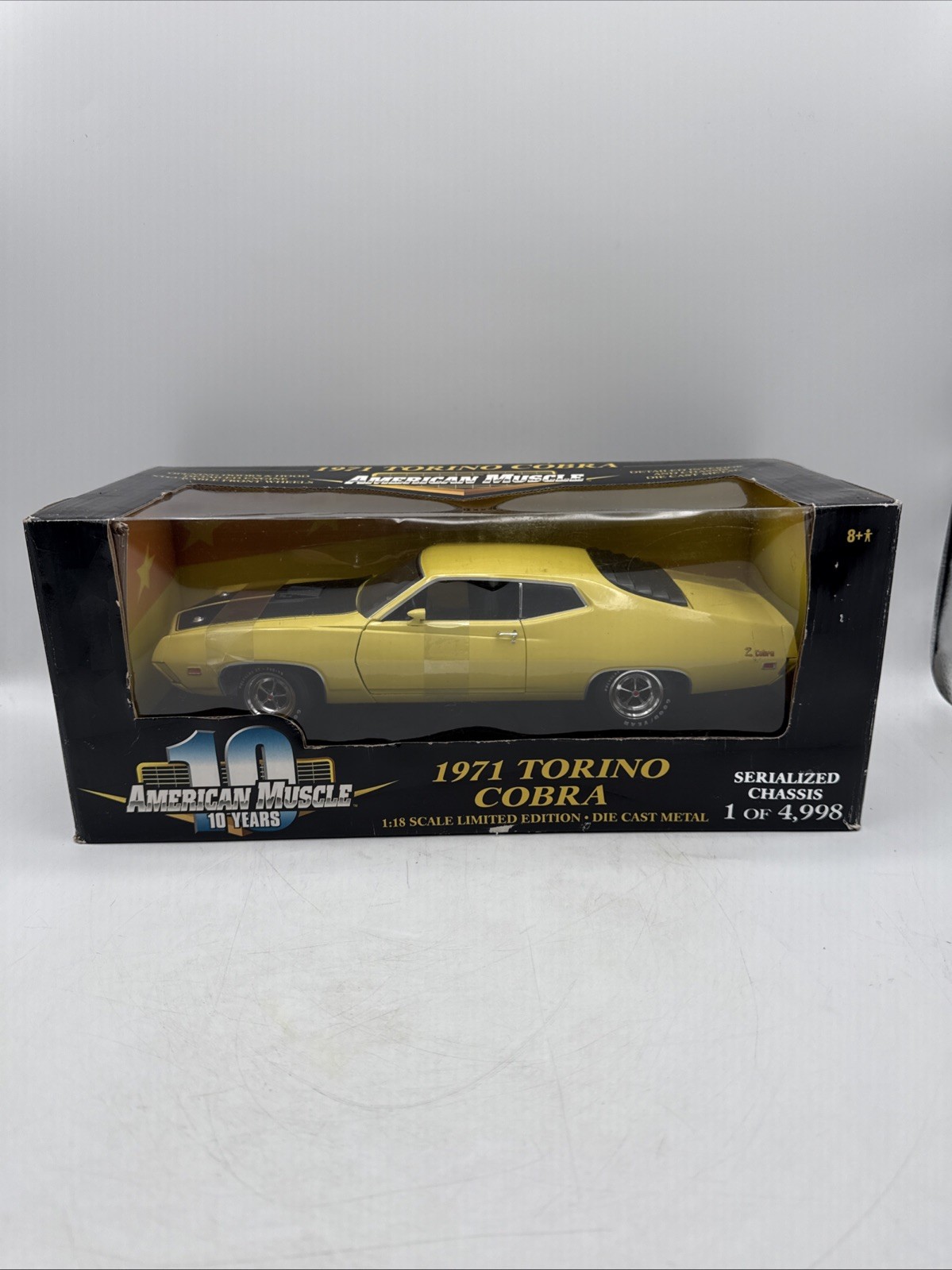 Ertl American Muscle 1971 Ford Torino Cobra Yellow/Black DieCast Car 1:18 Scale