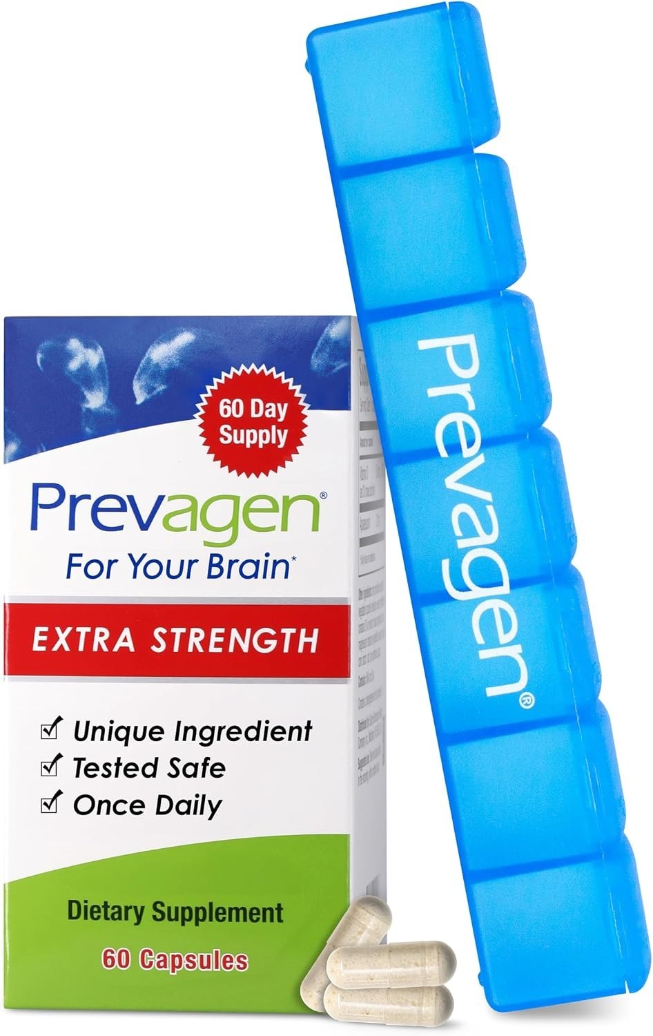 Prevagen Extra Strength with 7-Day Pill Minder, 60 Capsules, 1-Pack