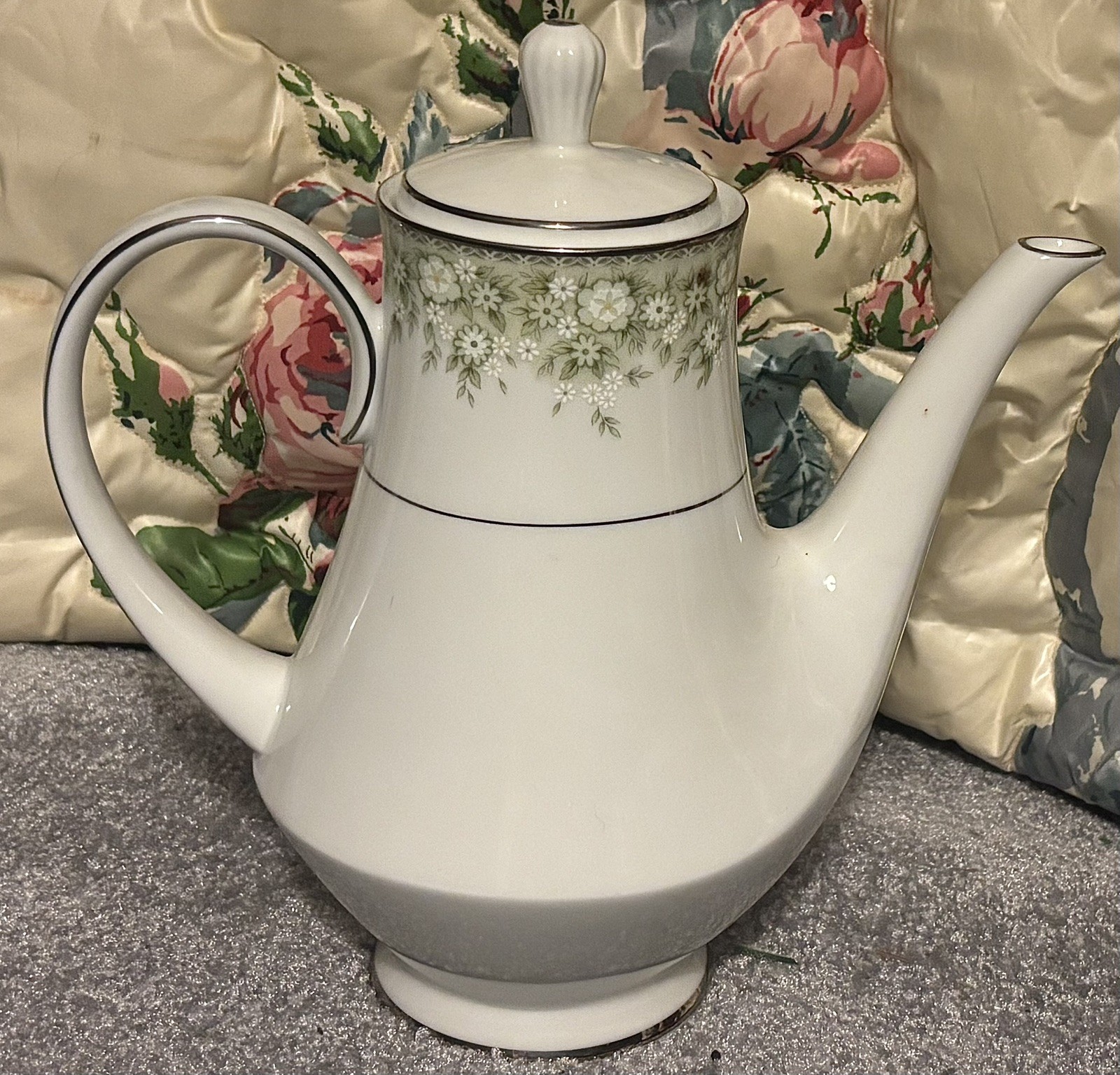 Vintage Noritake Princeton 6911 Porcelain Coffee Pot & Lid - Pristine Unused