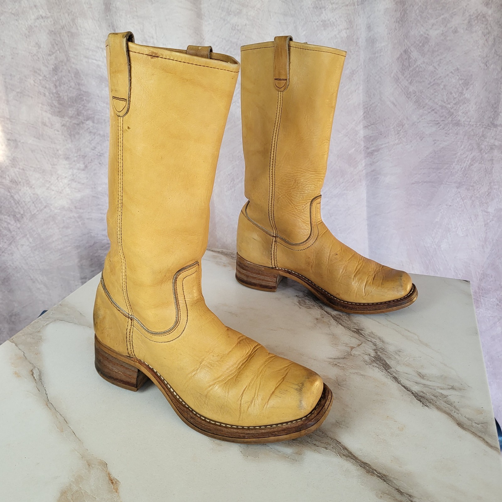 Vintage UFCW USA Campus Boots Size 10 D Men\'s Banana Tan