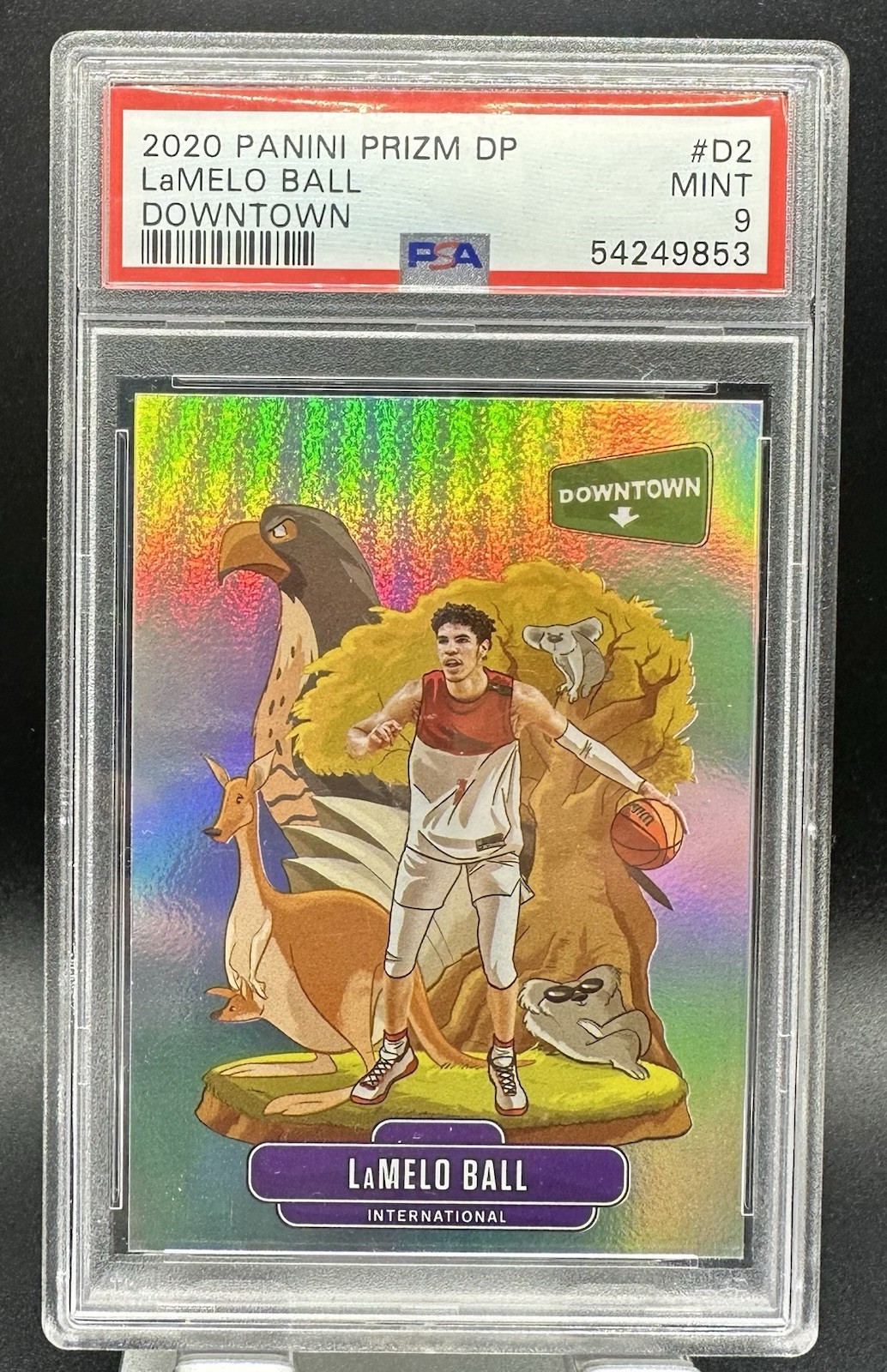 2020-21 Panini Prizm DP LaMelo Ball Downtown Rookie RC Insert #D-2 2020-21 Panini Prizm DP LaMelo Ball Downtown Rookie RC Insert #D-2