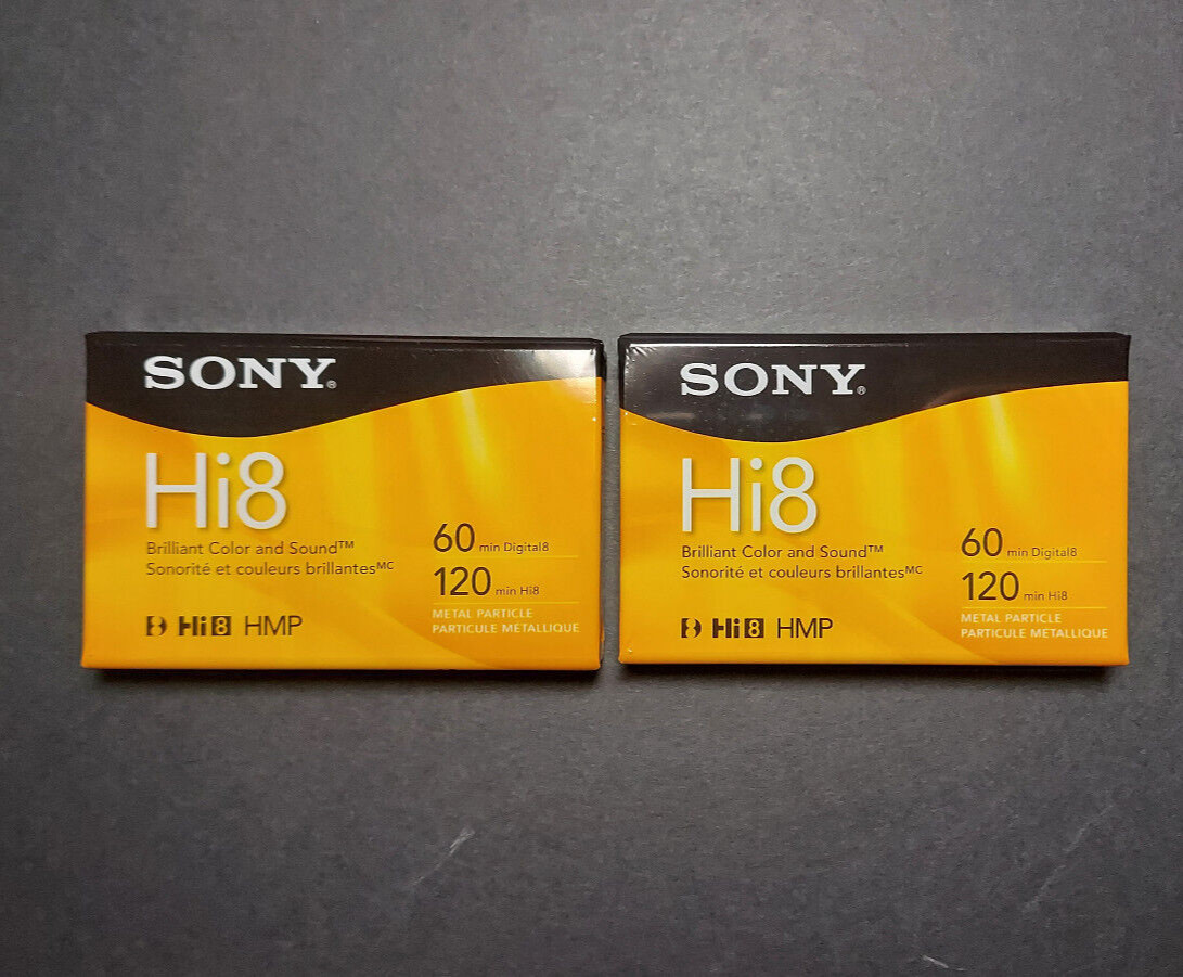 Sony Hi8 Digital 8 Video Cassette Tape - Two tapes - 120 minutes - Ships Fast