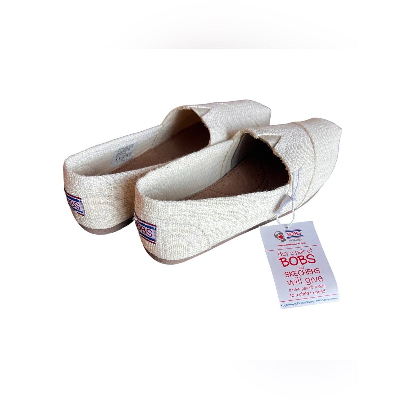 BOBS by Skechers Cream Woven Canvas Slip-On Flats Women\'s Size 8 NWT