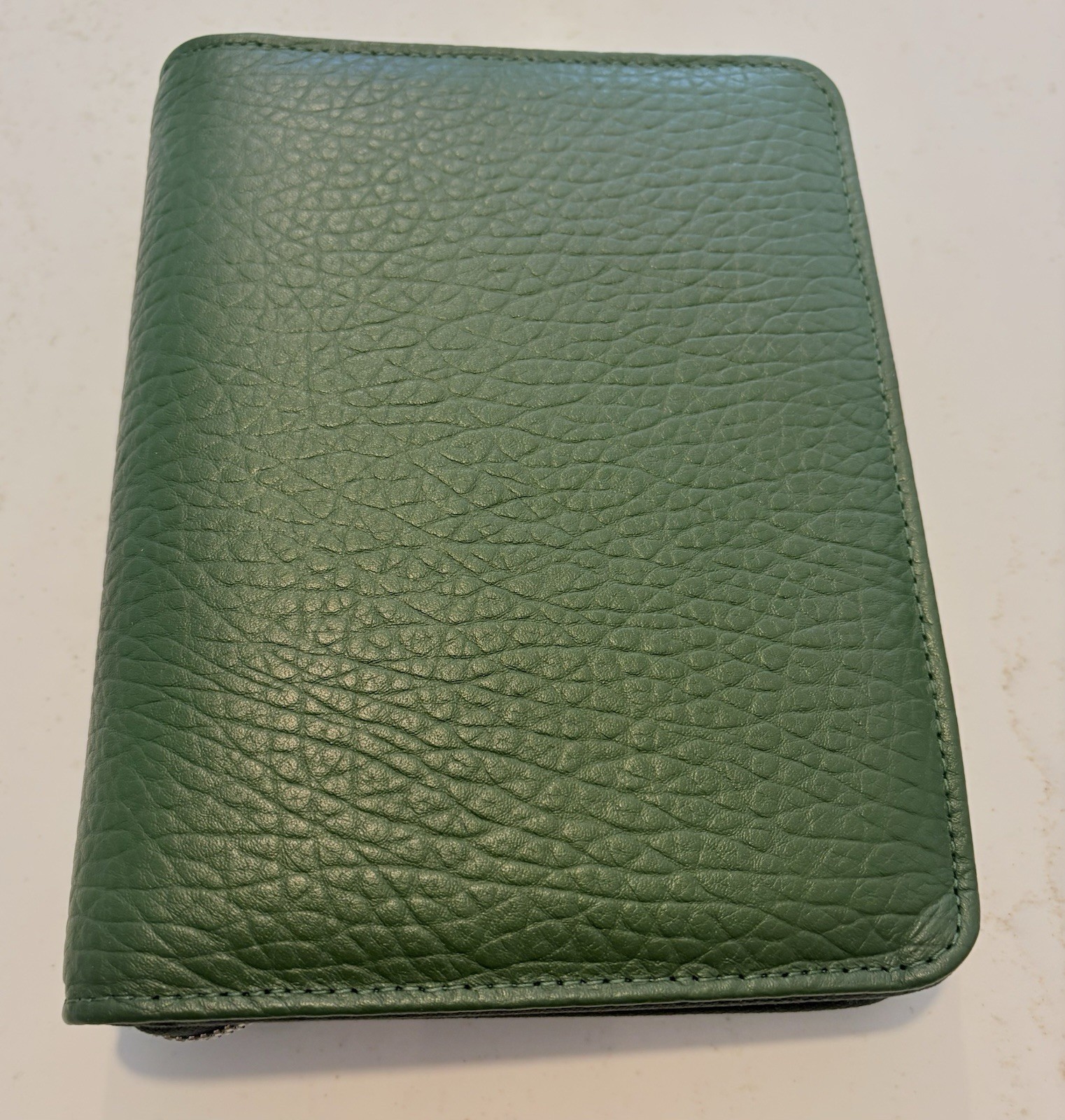 Franklin Covey Pebbled Leather Alex Compact Planner Binder 6 Ring Green Zip