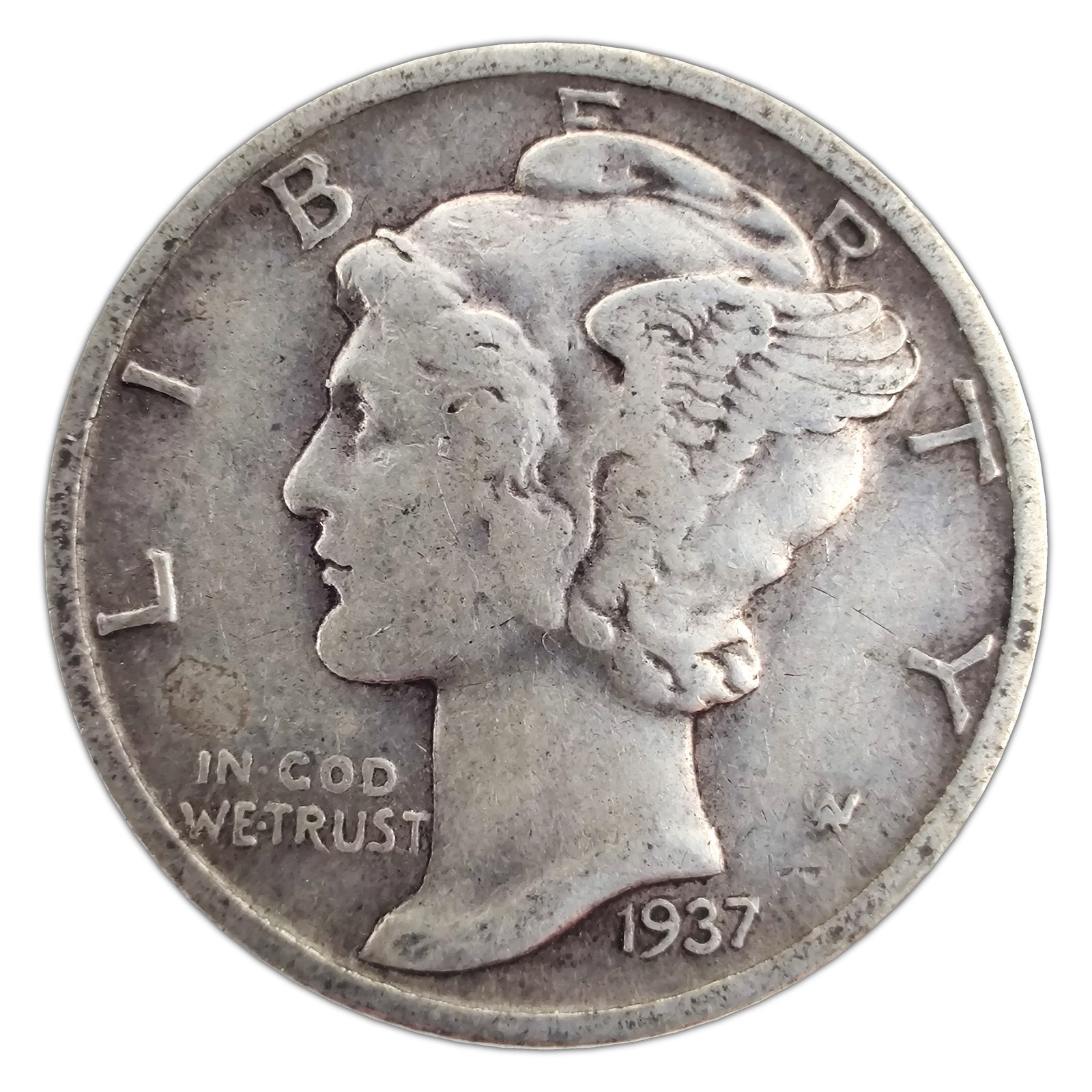1937-S Mercury Dime VG Very Good 90% Silver