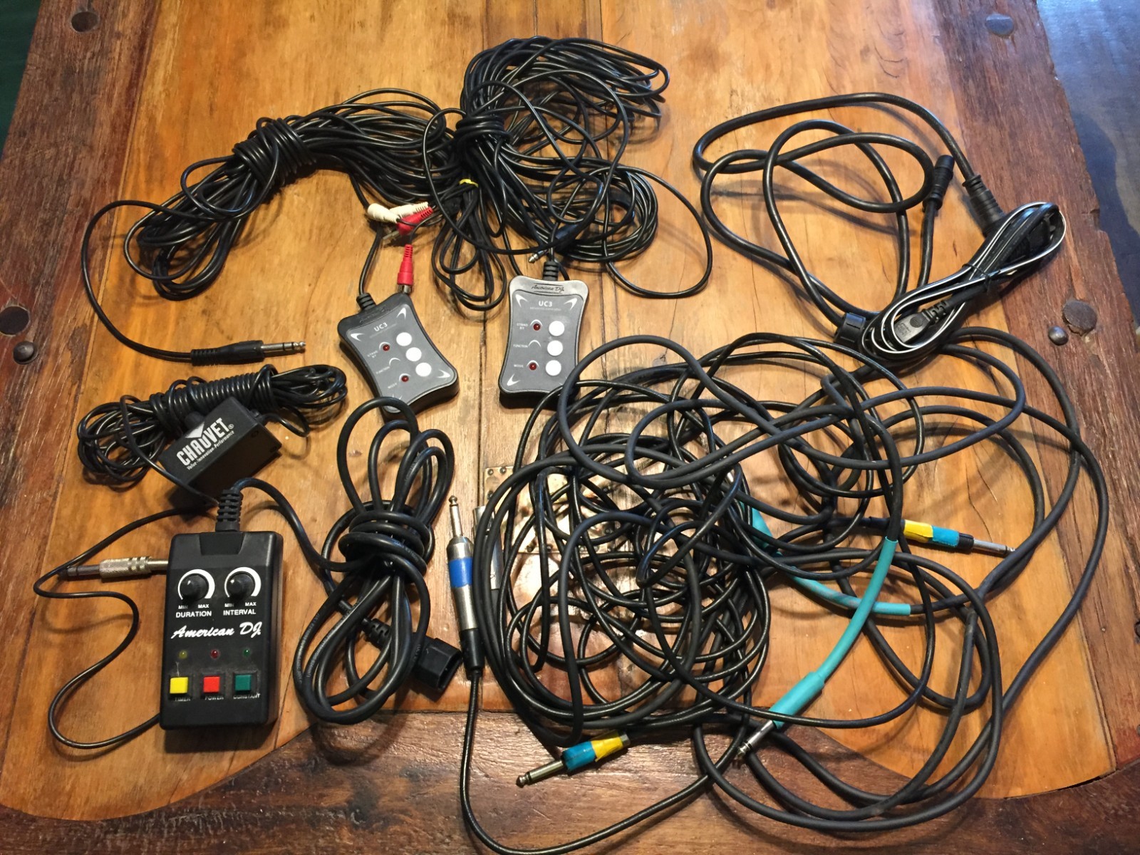 Lot of Vintage Stage Sound Equipment,Chauvet,American DJ,Wires,Mic Cords,Untestd