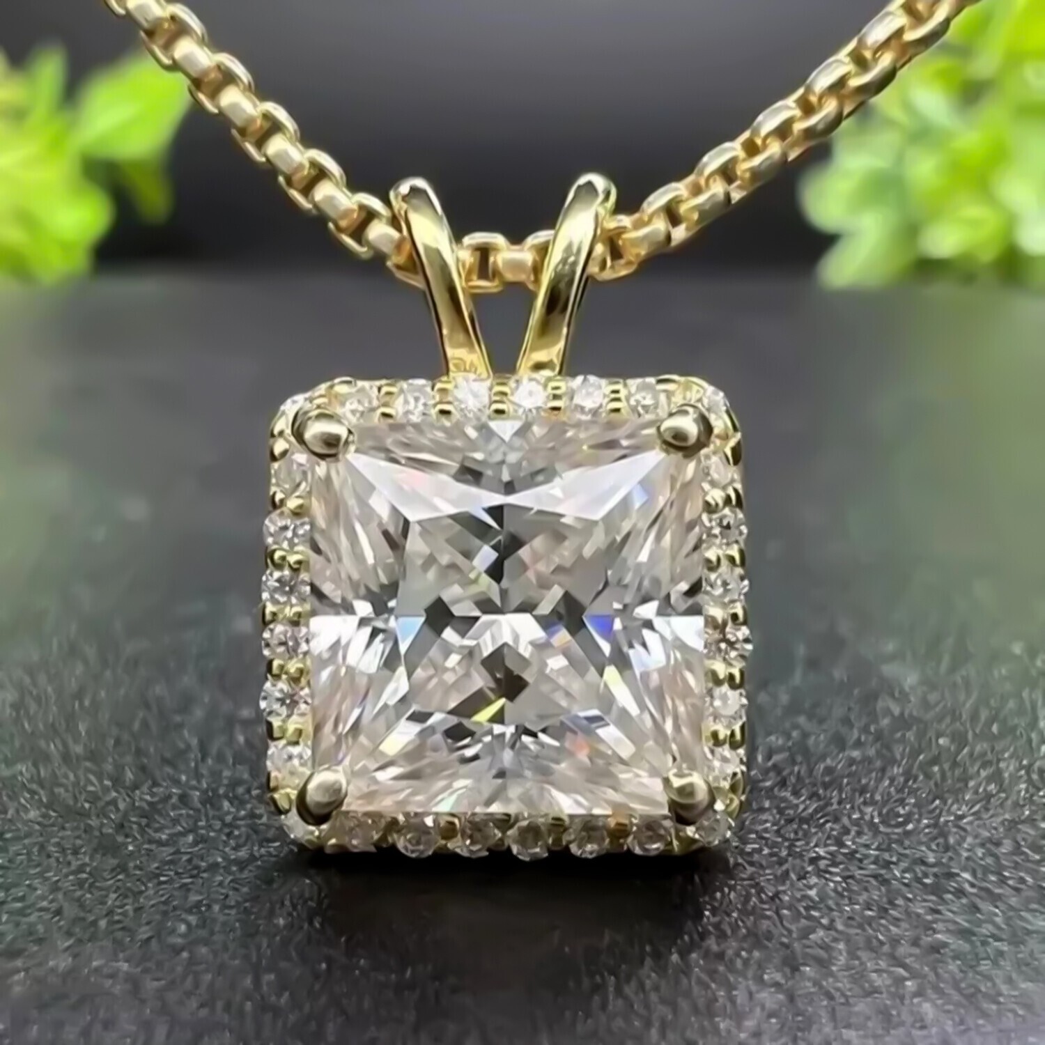 4.00 Ct Princess Cut White Diamond Solitaire Pendant in 925 Silver Certified