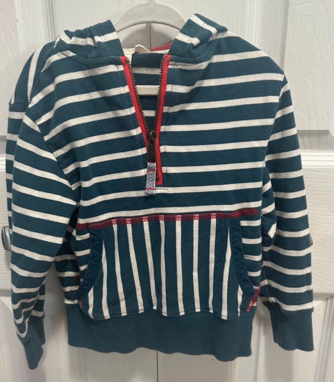 Matilda Jane Hoodie Size 2T Blue White Striped Quarter Zip Matilda Jane Hoodie Size 2T Blue White Striped Quarter Zip
