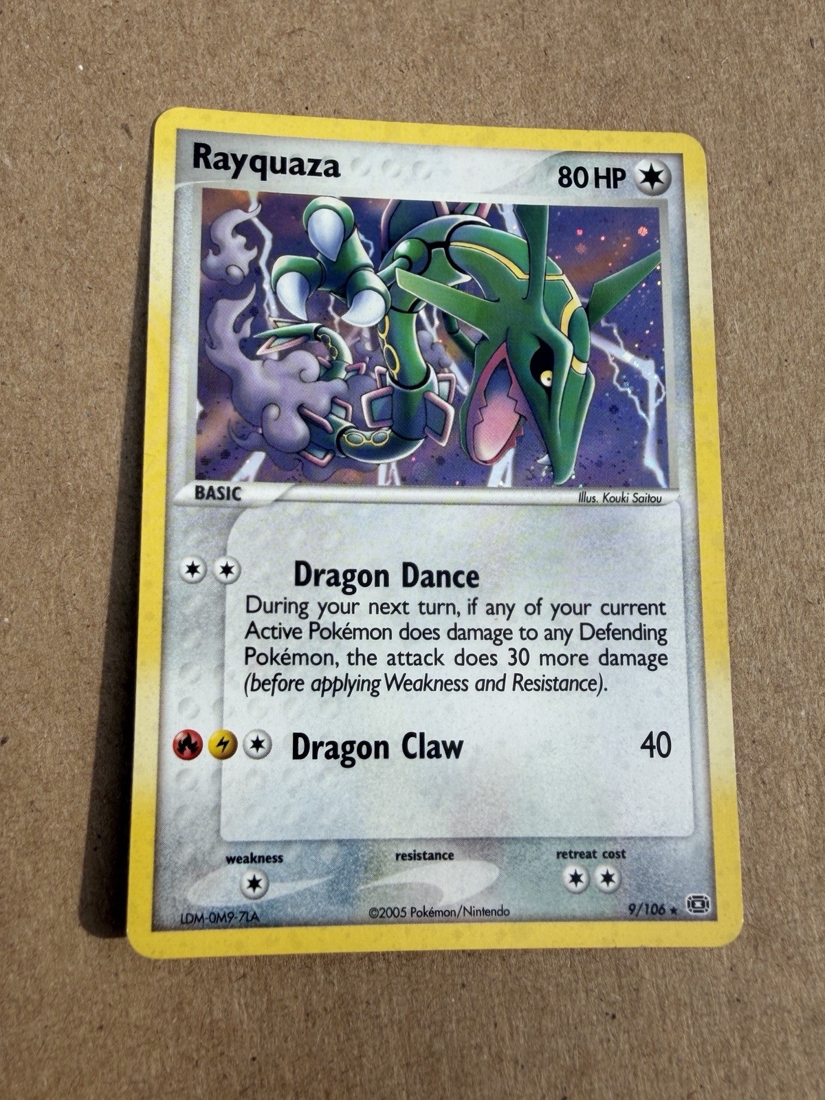 Rayquaza 9/106 Holo Rare 2005 Pokemon EX Emerald LP Vintage