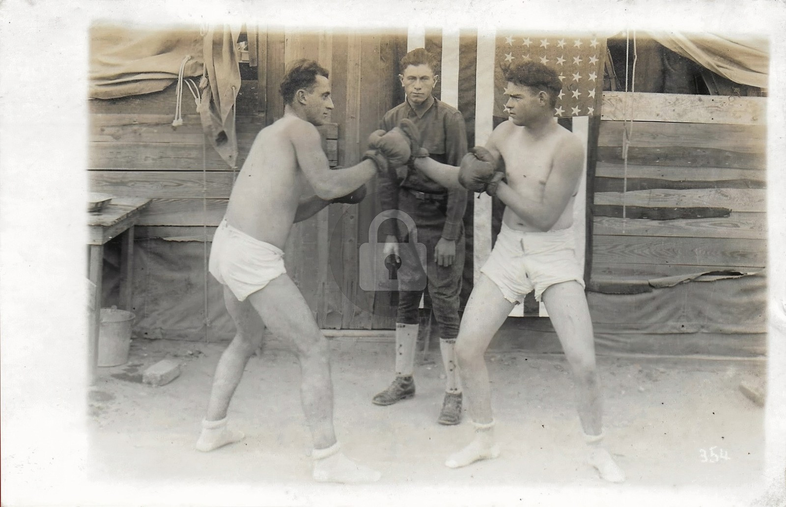 2 Boxers – Co. G Pancho Villa Expedition c1916 RPPC Photo Postcard COPY 2 Boxers – Co. G Pancho Villa Expedition c1916 RPPC Photo Postcard COPY