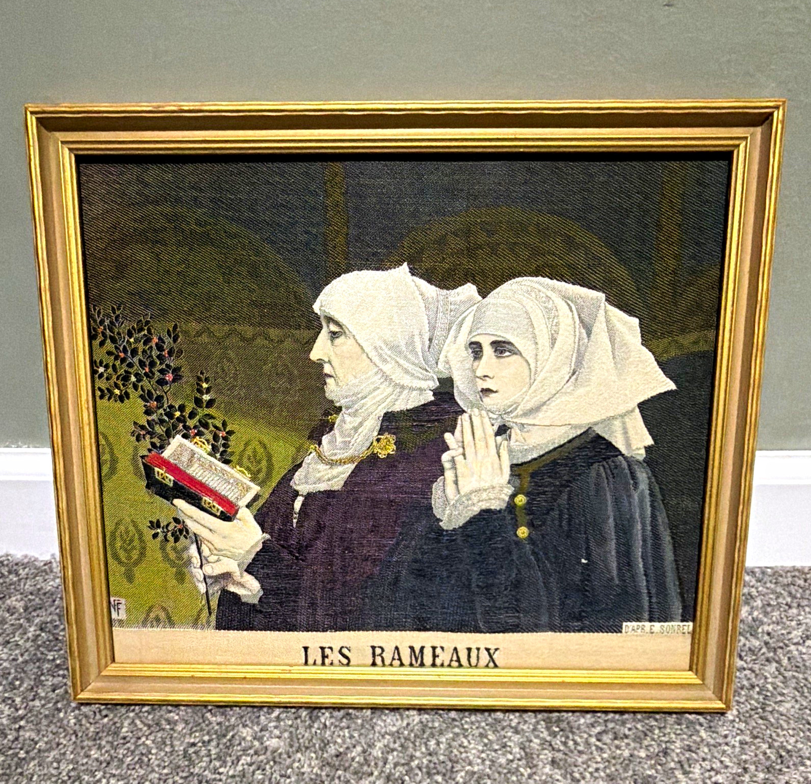 Antique Neyret Freres Les Rameaux Woven Silk Tapestry Elisabeth Sonrel