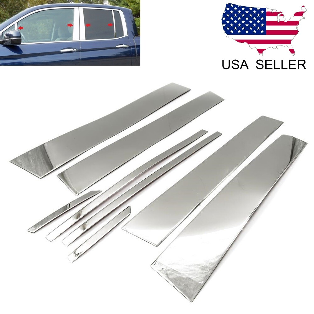 For 2017-2025 Honda Ridgeline 8PC Stainless Steel Chrome Pillar Post Trim Cover For 2017-2025 Honda Ridgeline 8PC Stainless Steel Chrome Pillar Post Trim Cover