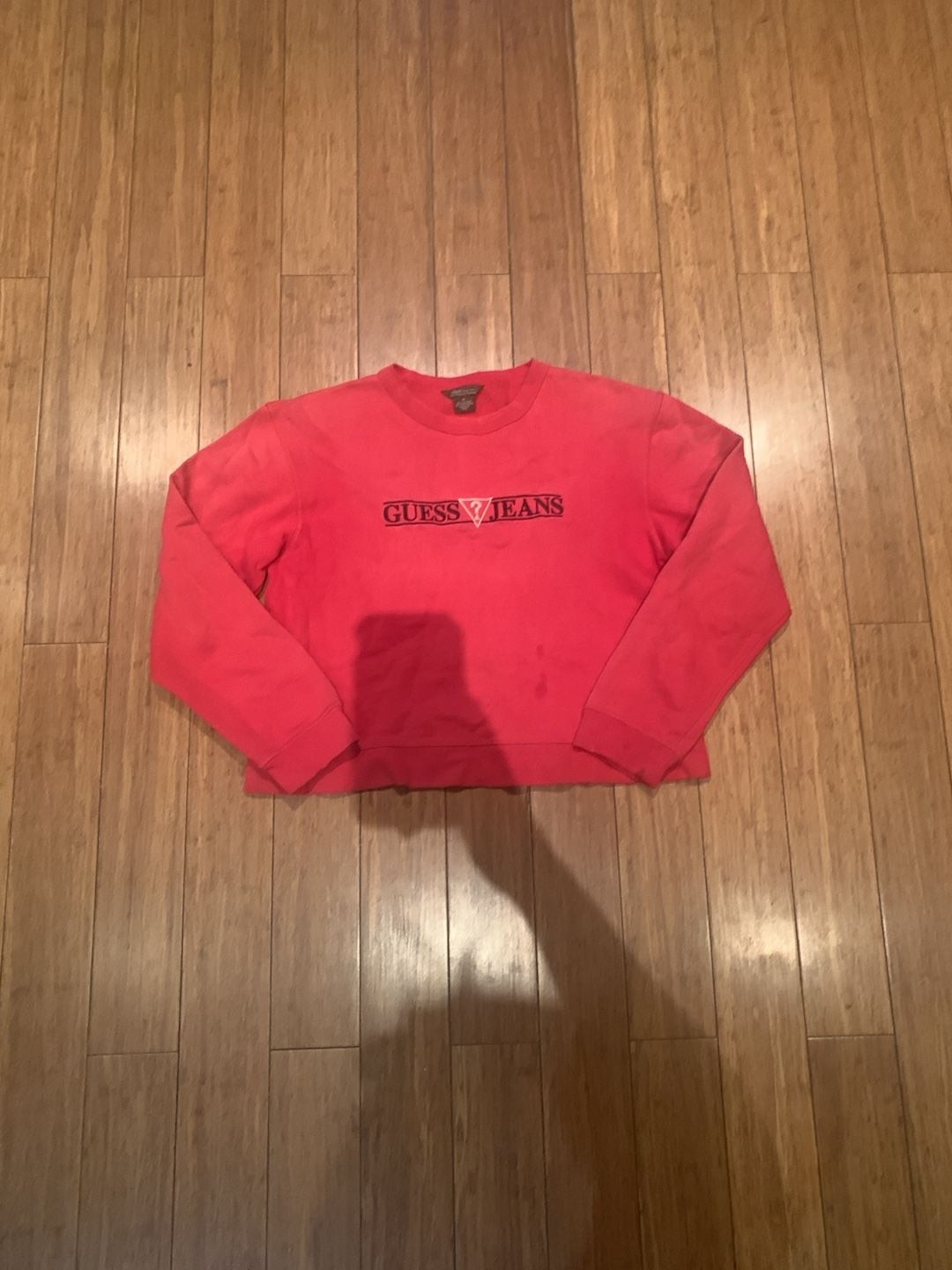 Guess Jeans USA Sweatshirt Size M Red Crewneck Logo Pullover Vintage