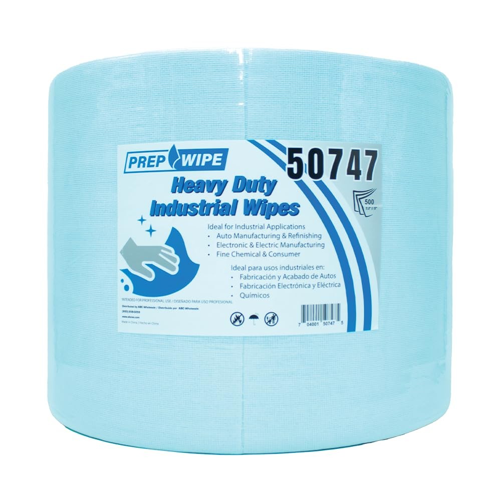 LAUCO Prep-Wipe Heavy Duty Industrial Wipes Jumbo Roll, Lint Free Blue Cleaning