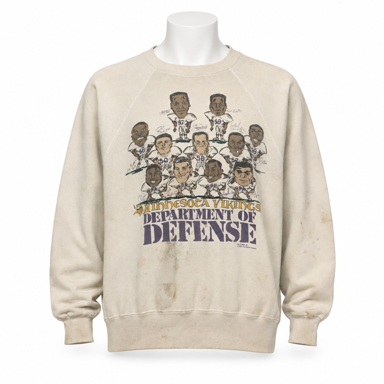 Vintage Minnesota Vikings Department Of Defense Sweatshirt Men’s XL White 1989