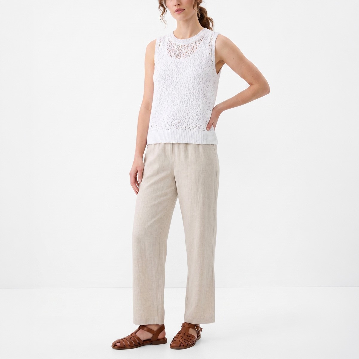 NWT Eileen Fisher Peruvian Organic Cotton Slub Jewel Neck Tank, 2 Colors, XXS-3X