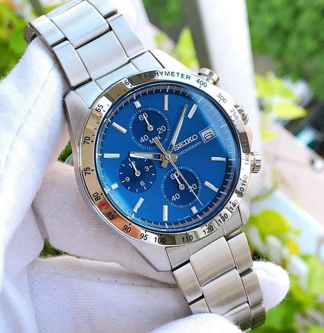 Seiko Spirit Chronograph Blue Dial Stainless Steel Men\'s Watch SBTR023