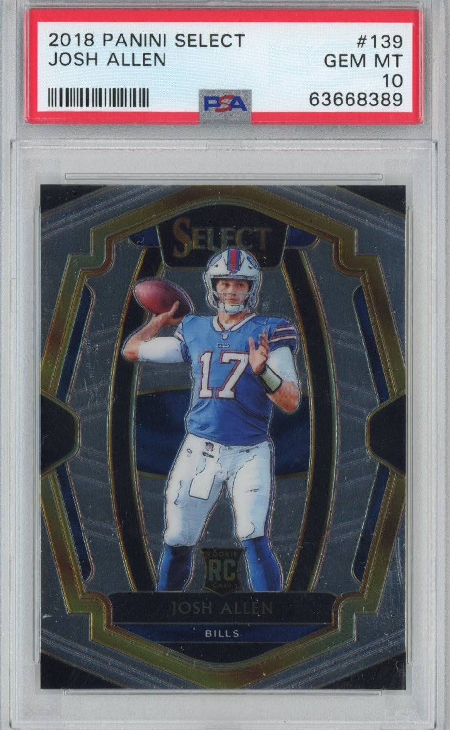 Graded 2018 Panini Select Josh Allen #139 Rookie RC Football Card PSA 10