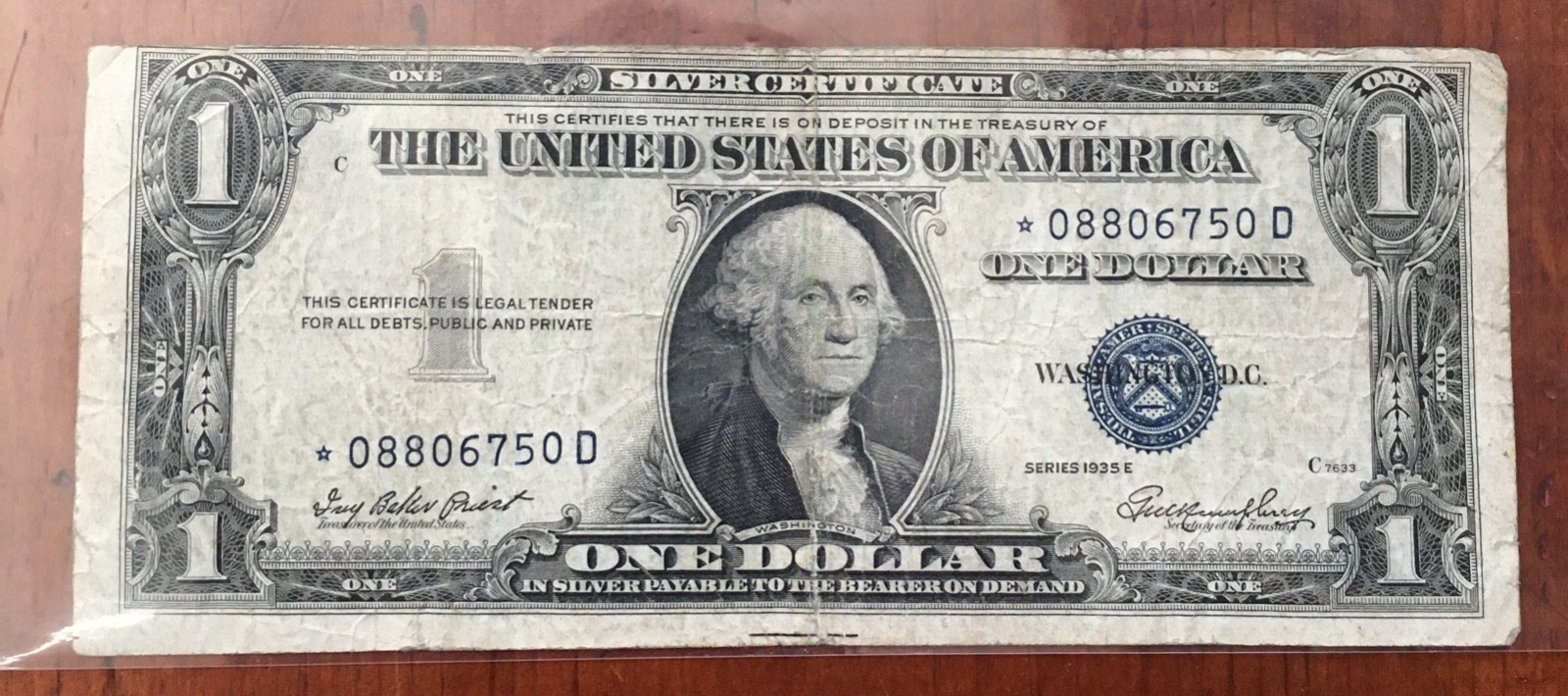 1935-E $1 ***RARE STAR NOTE ERROR*** Miscut US Silver Certificate