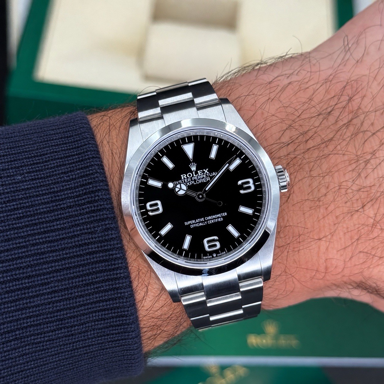 2024 Unpolished Rolex Explorer 124270 Silver Oyster Bracelet with Silver Bezel