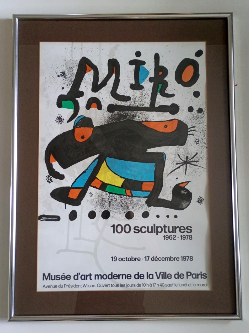 JOAN MIRO VINTAGE 1978 100 SCULPTURES FRAMED EXHIBITION POSTER PARIS FRANCE JOAN MIRO VINTAGE 1978 100 SCULPTURES FRAMED EXHIBITION POSTER PARIS FRANCE