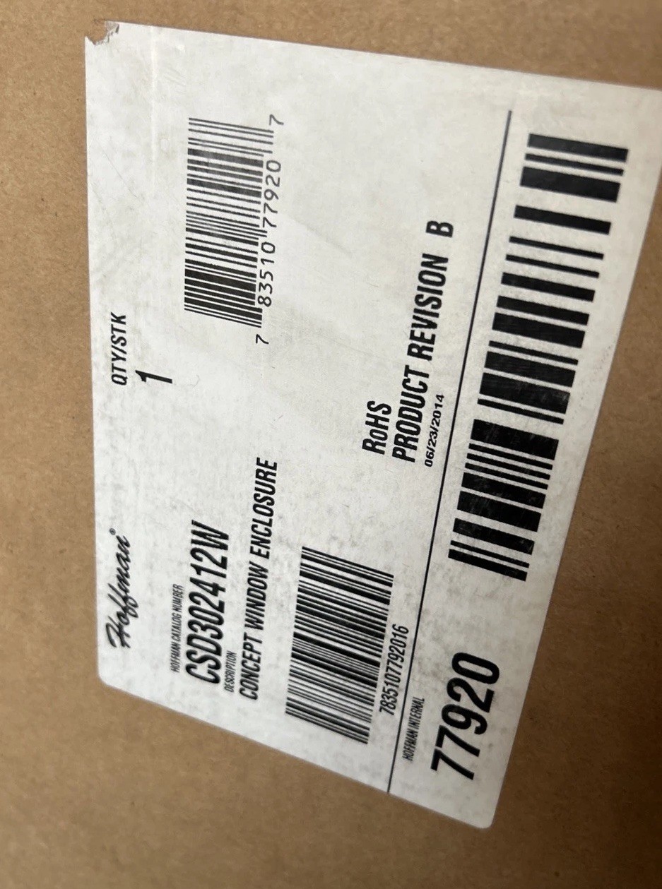 Hoffman nVent CSD302412W CONCEPT Window Steel Enclosure New Hoffman nVent CSD302412W CONCEPT Window Steel Enclosure New