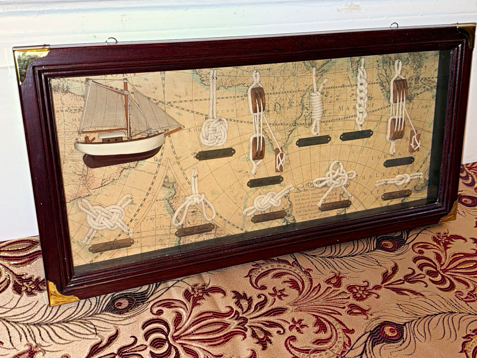 Rare Vintage Nautical Knot & Rigging Shadow Box — Maritime Ropework Display