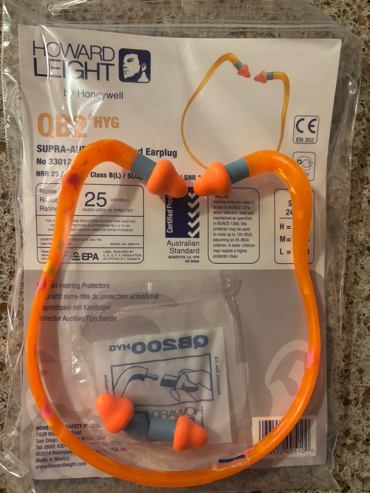 NEW Honeywell HOWARD LEIGHT QB2HYG Headband Earplug w/ replacement QB200HYG pods