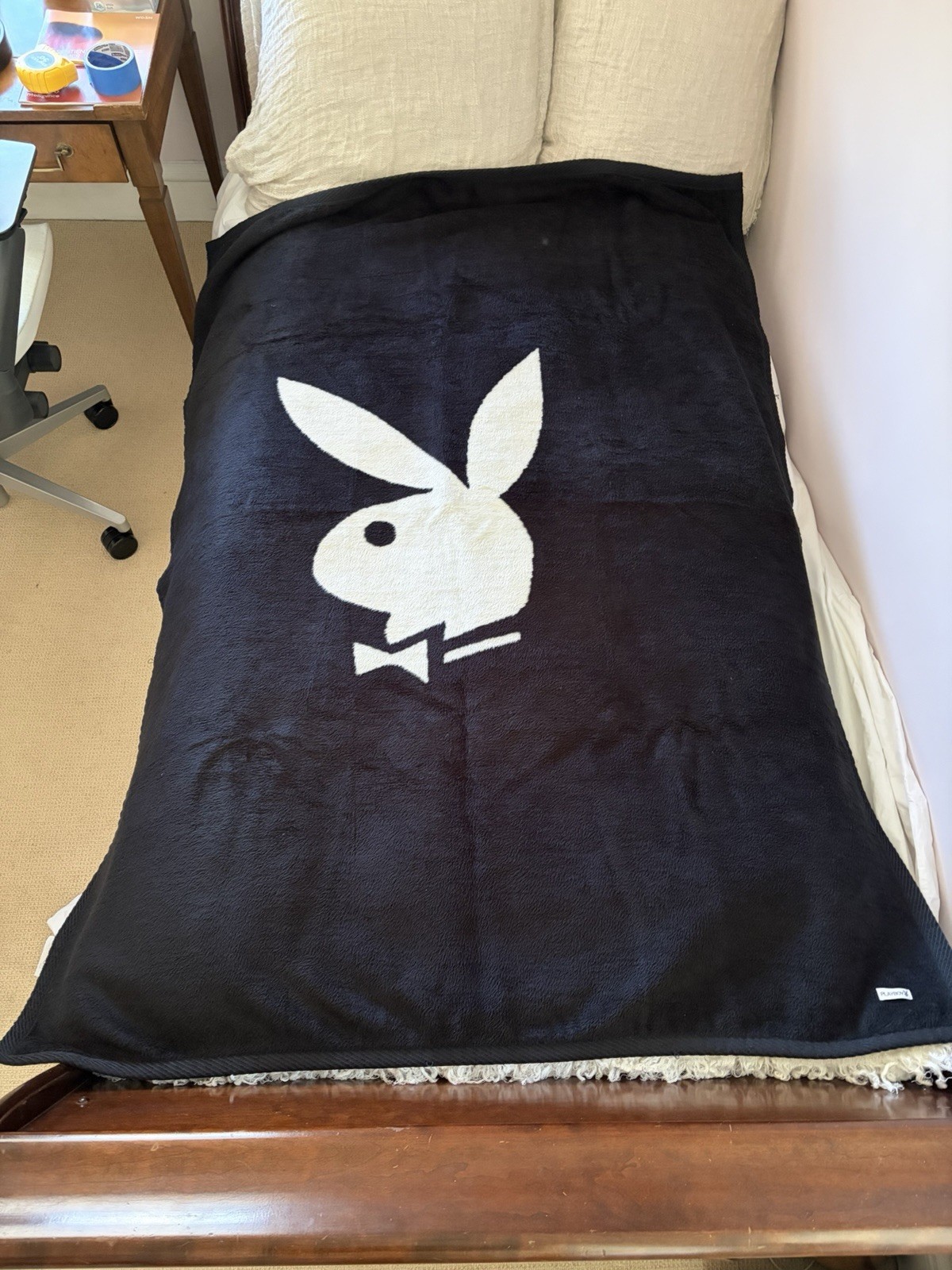 Vintage Late \'90s Playboy Magazine Fleece Blanket EUC. Reversible Vintage Late \'90s Playboy Magazine Fleece Blanket EUC. Reversible