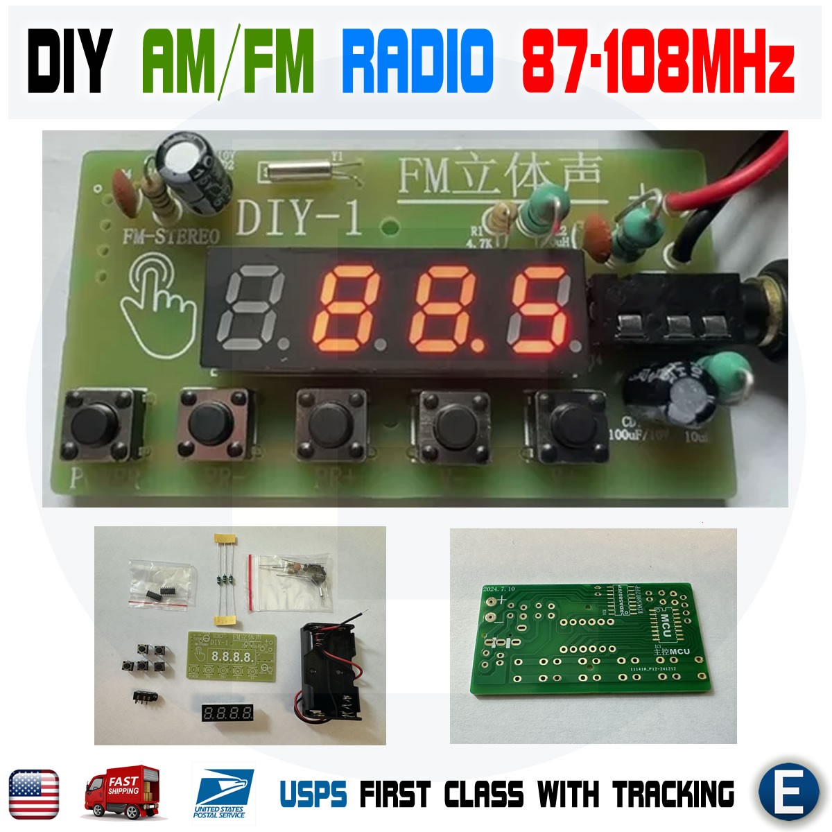 DIY Kit AM/FM Radio Receiver Module Kit Wireless Stereo 87-108MHz Electronic LED DIY Kit AM/FM Radio Receiver Module Kit Wireless Stereo 87-108MHz Electronic LED