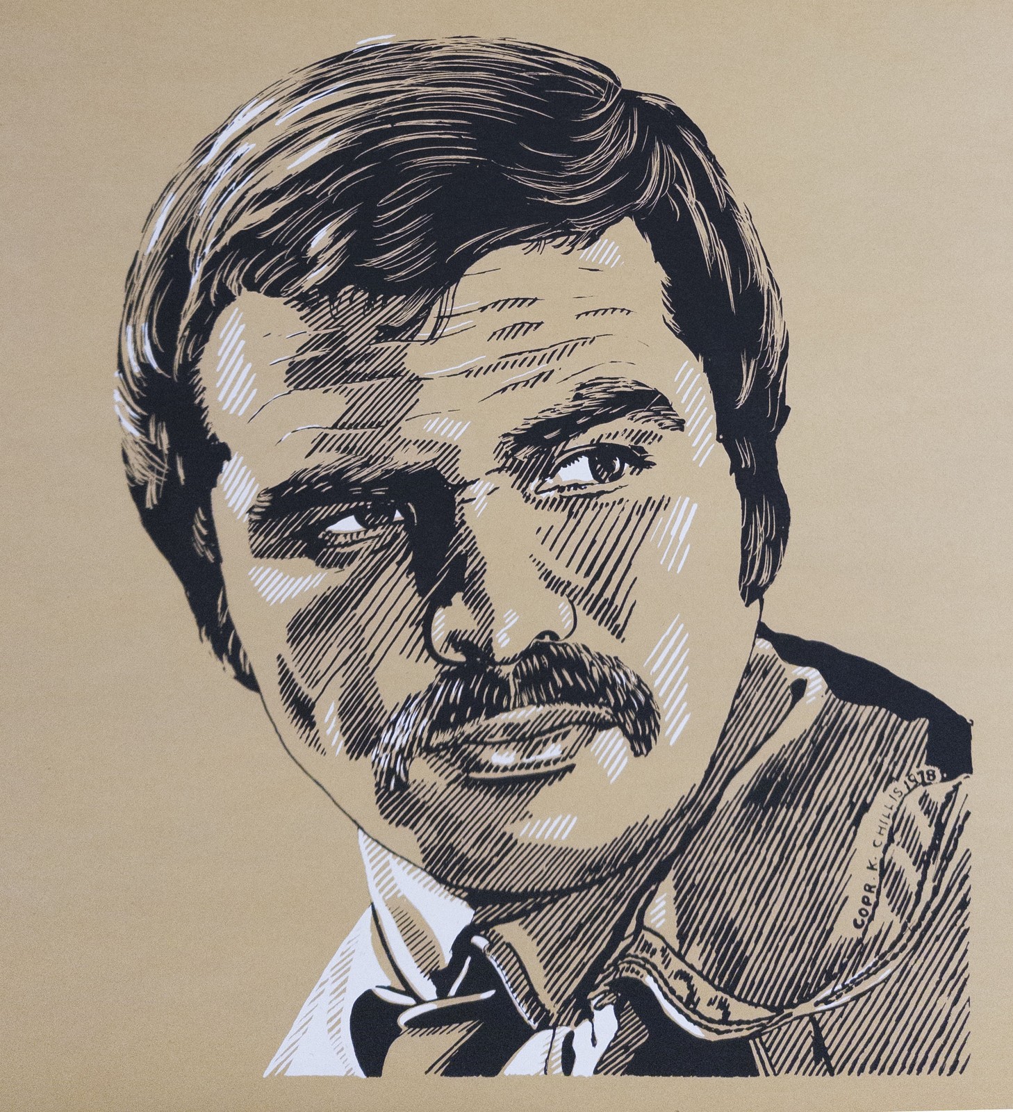 Vintage Burt Reynolds Silkscreen Poster by K. Chillis 1978 • MINT • RARE