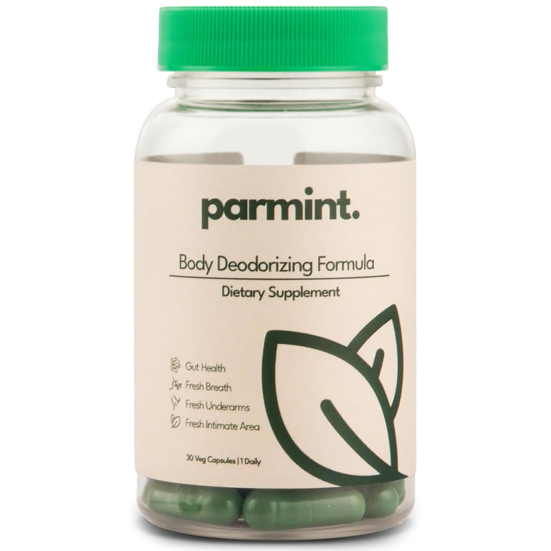 Parmint Whole Body Deodorizing Supplement Internal Freshness Vegan 30 Capsules