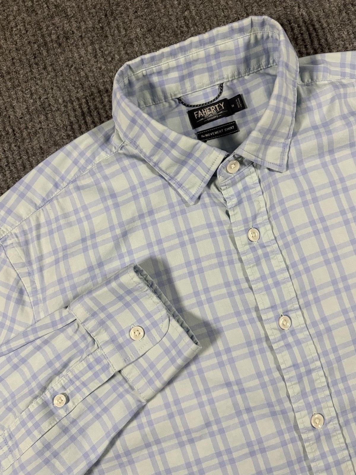 Faherty Shirt Mens Medium Reserve Movement Stretch Button Up Long Sleeve Blue