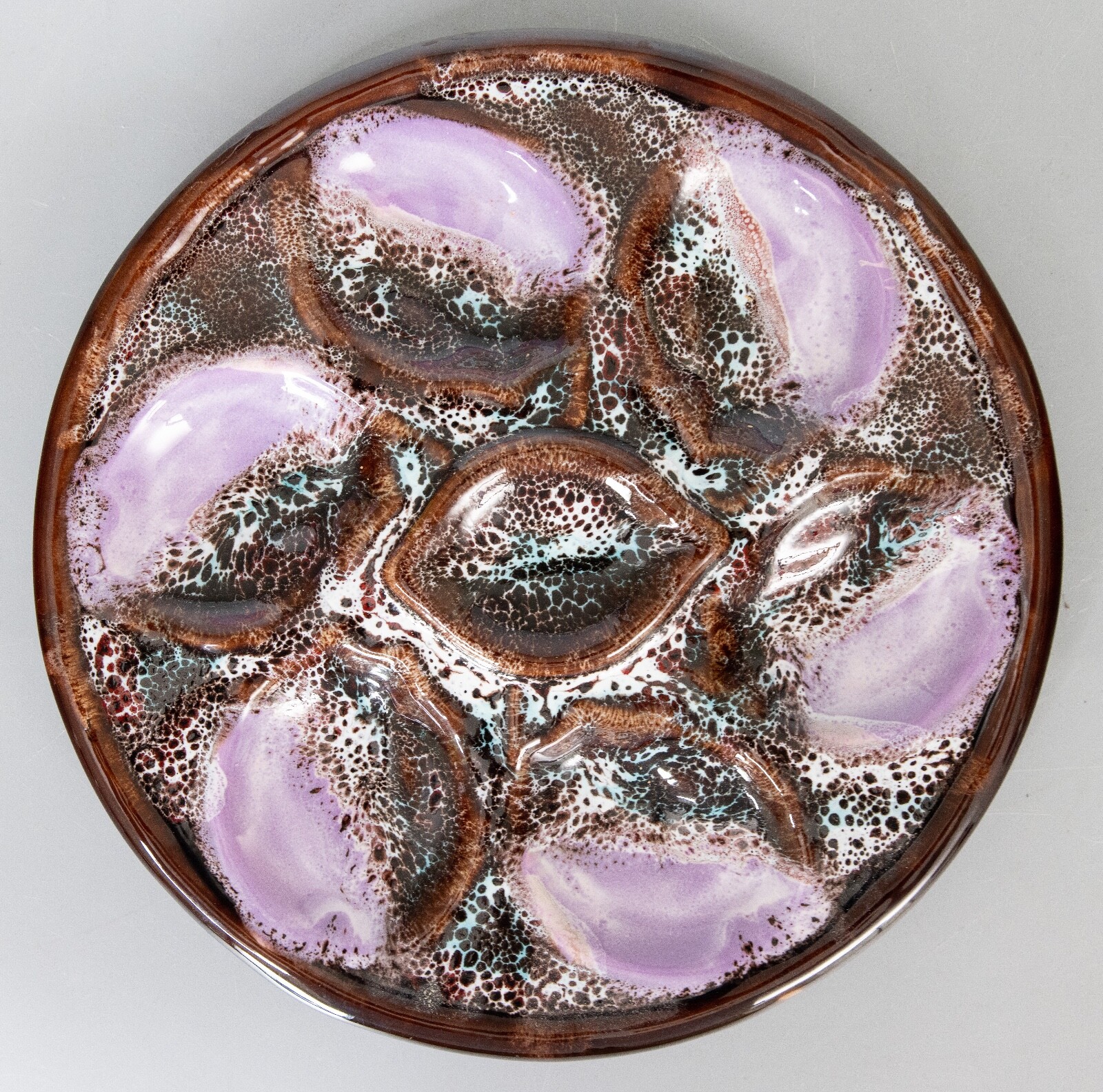 Vintage Mid Century French Vallauris Majolica Ceramic Oyster Plate - 4 Available