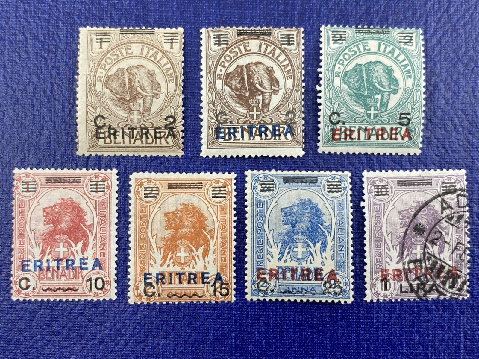1922 ERITREA, SC# 58/64 set of 7 Mint Hinged with Original Gum + 1 Used 1922 ERITREA, SC# 58/64 set of 7 Mint Hinged with Original Gum + 1 Used