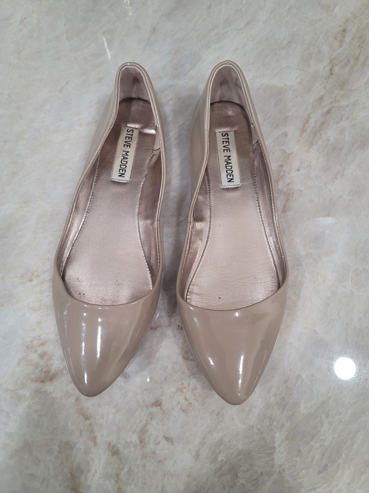 Steve Madden Inna Women\'s 8 Nude Patent Pointed Toe Ballet Flats Slip On Shoes Steve Madden Inna Women\'s 8 Nude Patent Pointed Toe Ballet Flats Slip On Shoes
