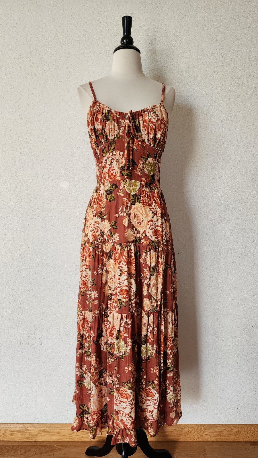 New Anthro Maxi Dress Size Small Mauve Coquette Romantic Brunch Bow Pockets New Anthro Maxi Dress Size Small Mauve Coquette Romantic Brunch Bow Pockets