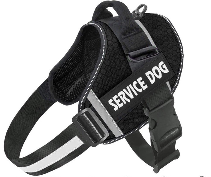 Reflective Service Dog Vest Harness, Woven Nylon with Adjustable Straps Large