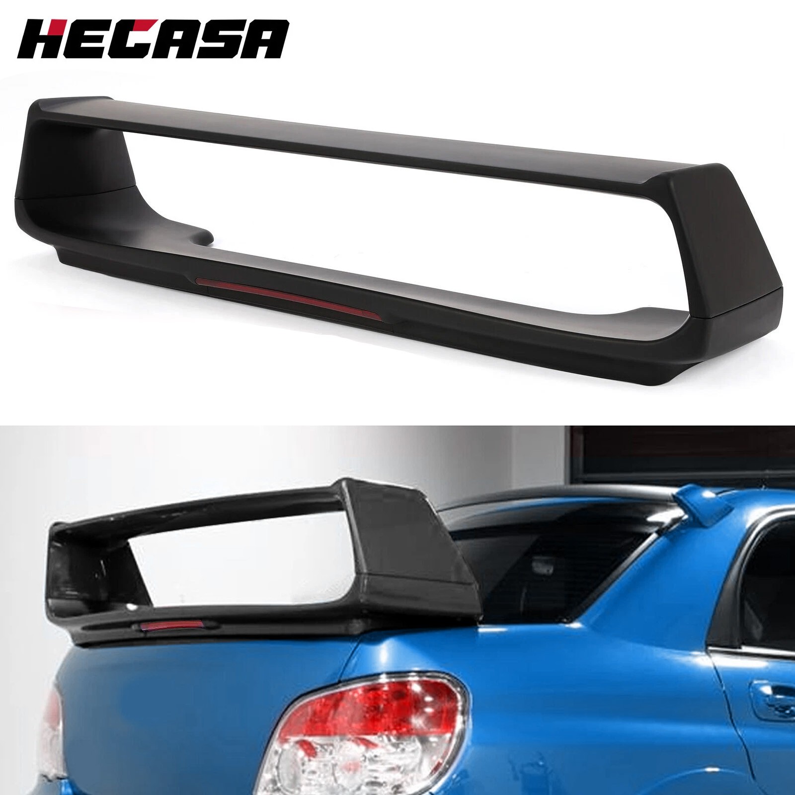 HECASA Trunk Spoiler Wing W/Brake Light For Subaru Impreza WRX STI 2002-2007