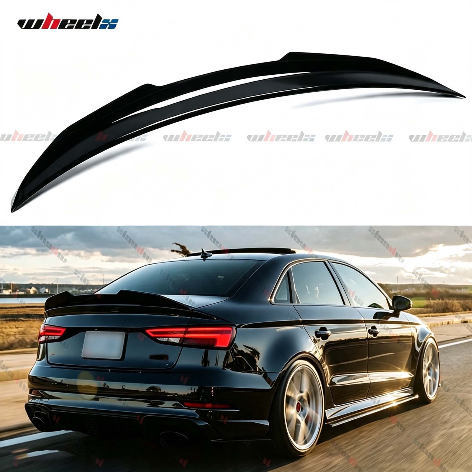 HIGHKICK PSM STYLE GLOSS BLACK TRUNK SPOILER FOR 2014-2020 AUDI A3 S3 RS3 SEDAN