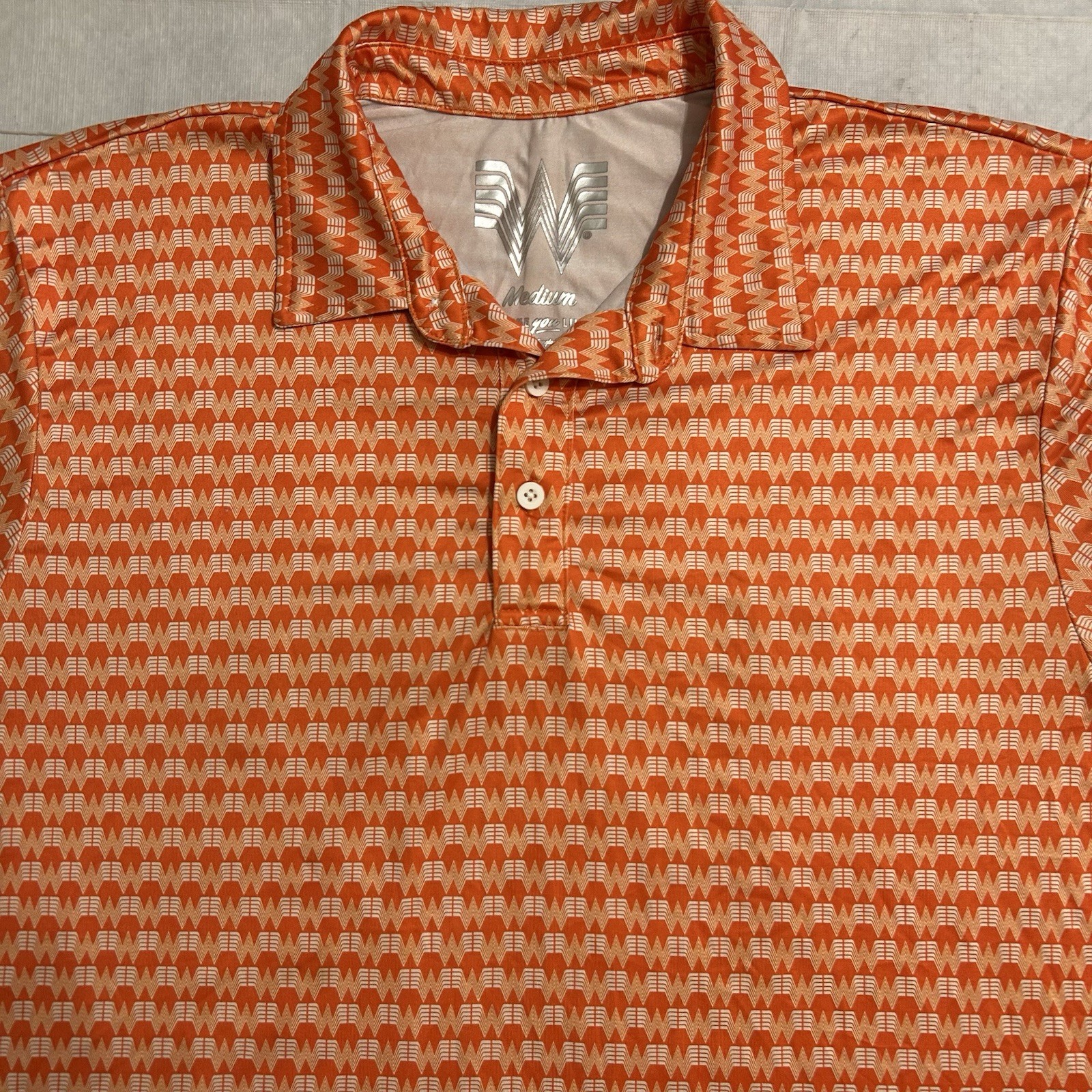 Whataburger Restaurant Employee Polo Shirt Mens M Uniform Orange Print Whataburger Restaurant Employee Polo Shirt Mens M Uniform Orange Print