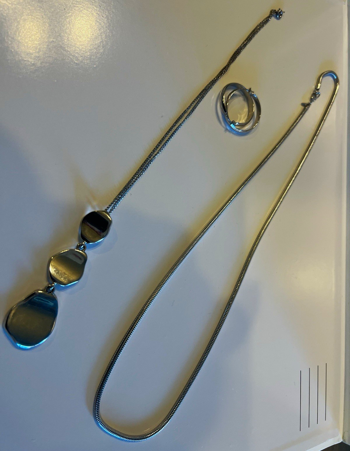Monet Hoop Earrings & Necklace + Unbranded Silver Tone Necklace Lot