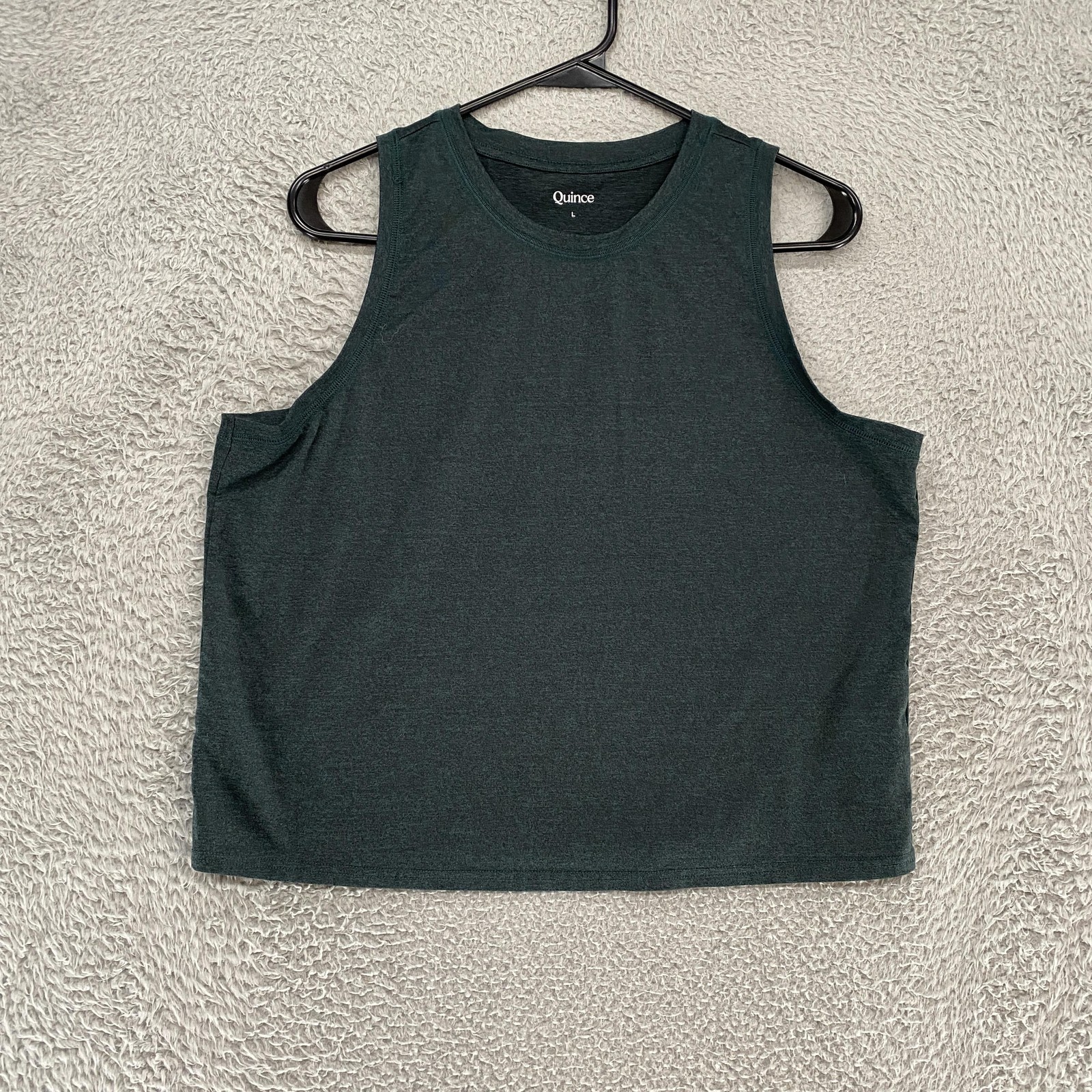 Quince Tank Top Womens Large Green Boxy Stretch Workout Gym Yoga Muscle Tee Quince Tank Top Womens Large Green Boxy Stretch Workout Gym Yoga Muscle Tee