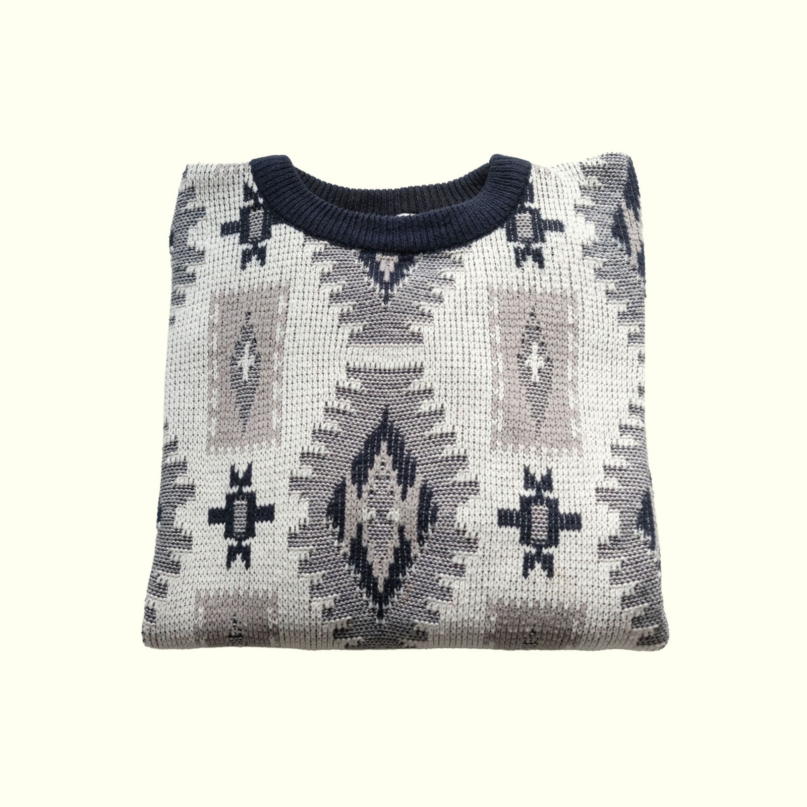 VTG 90s 80s SWEATER GRAPHICS KNIT AZTEC PRINT KOREA MADE ALL OVER PRINT SZ L
