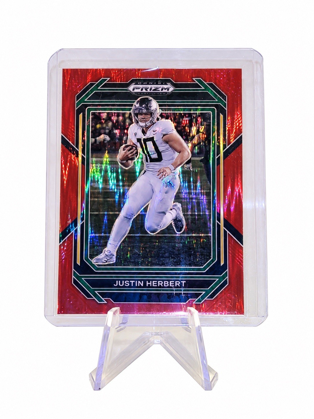 2023 Panini Prizm Draft Picks Justin Herbert Red Prizm /49 #60 Oregon Chargers