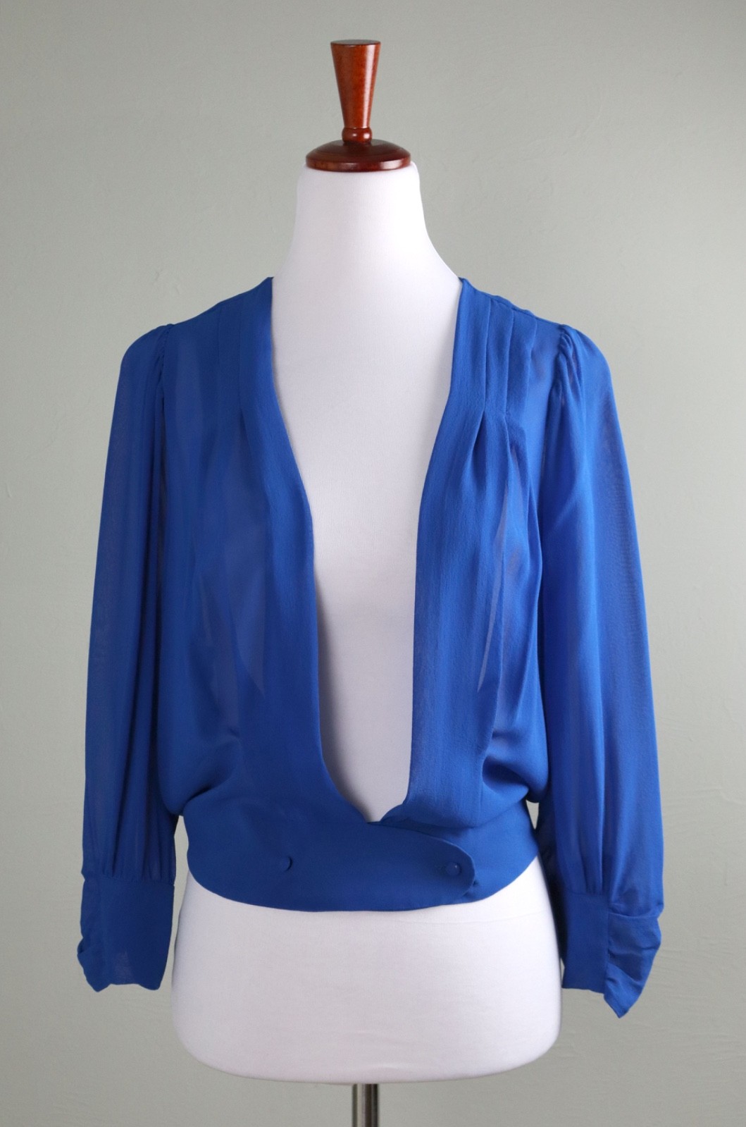 FLETCHER BY LYELL Anthropologie 100% Silk Sheer Cropped Blouse Top Size Medium