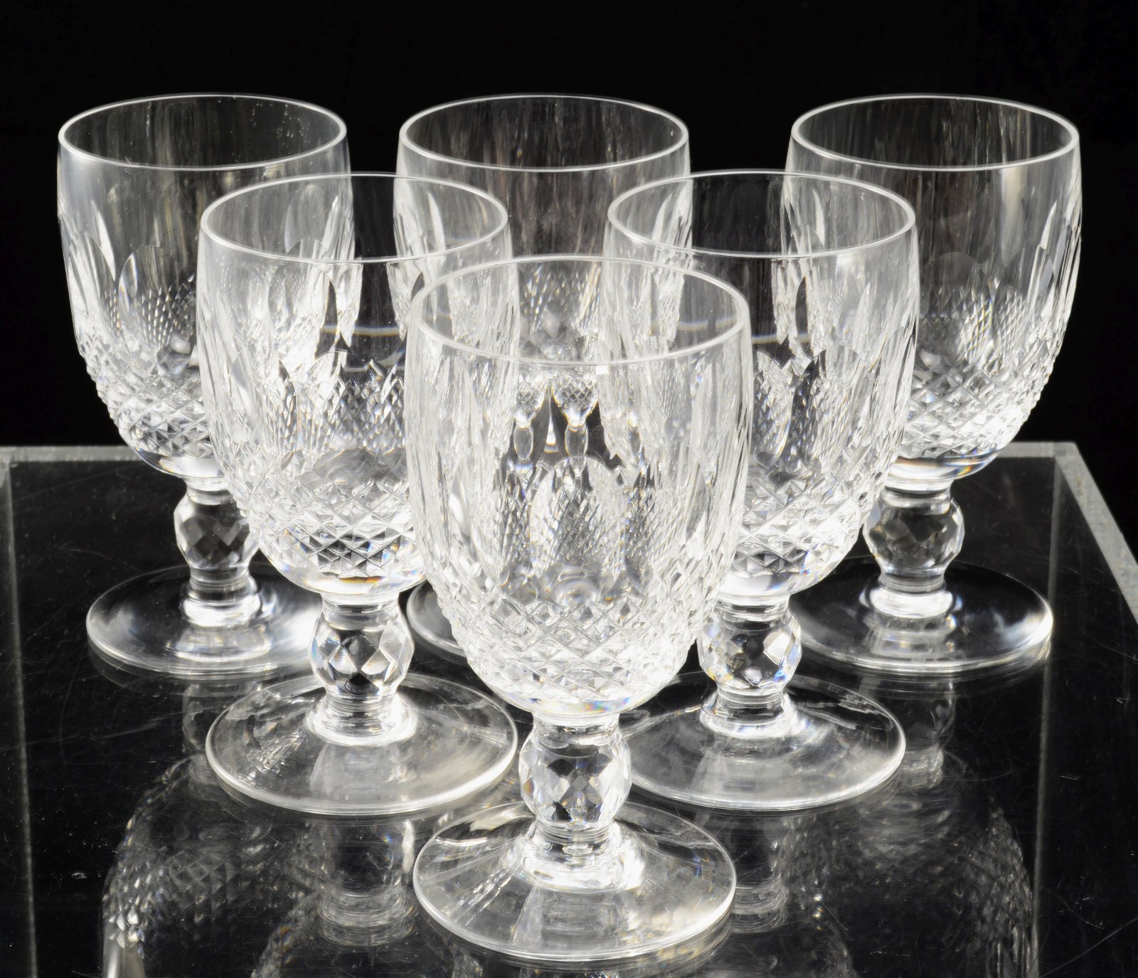 Set of 6 Waterford Cut Crystal Colleen 4 3/4 Inch Short Stem Claret Wine Glasses
